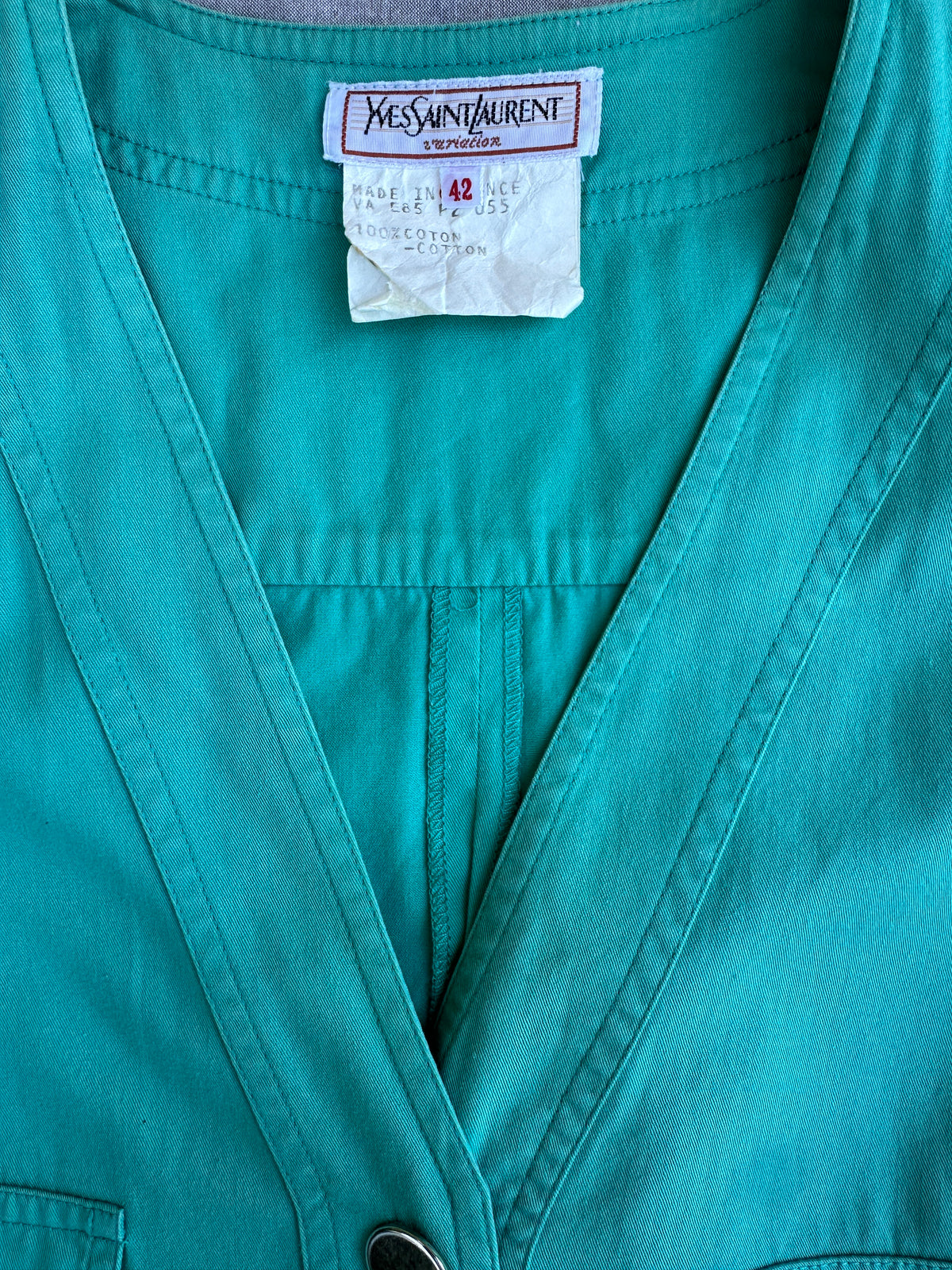 Robe en coton turquoise Yves Saint Laurent vintage authentique