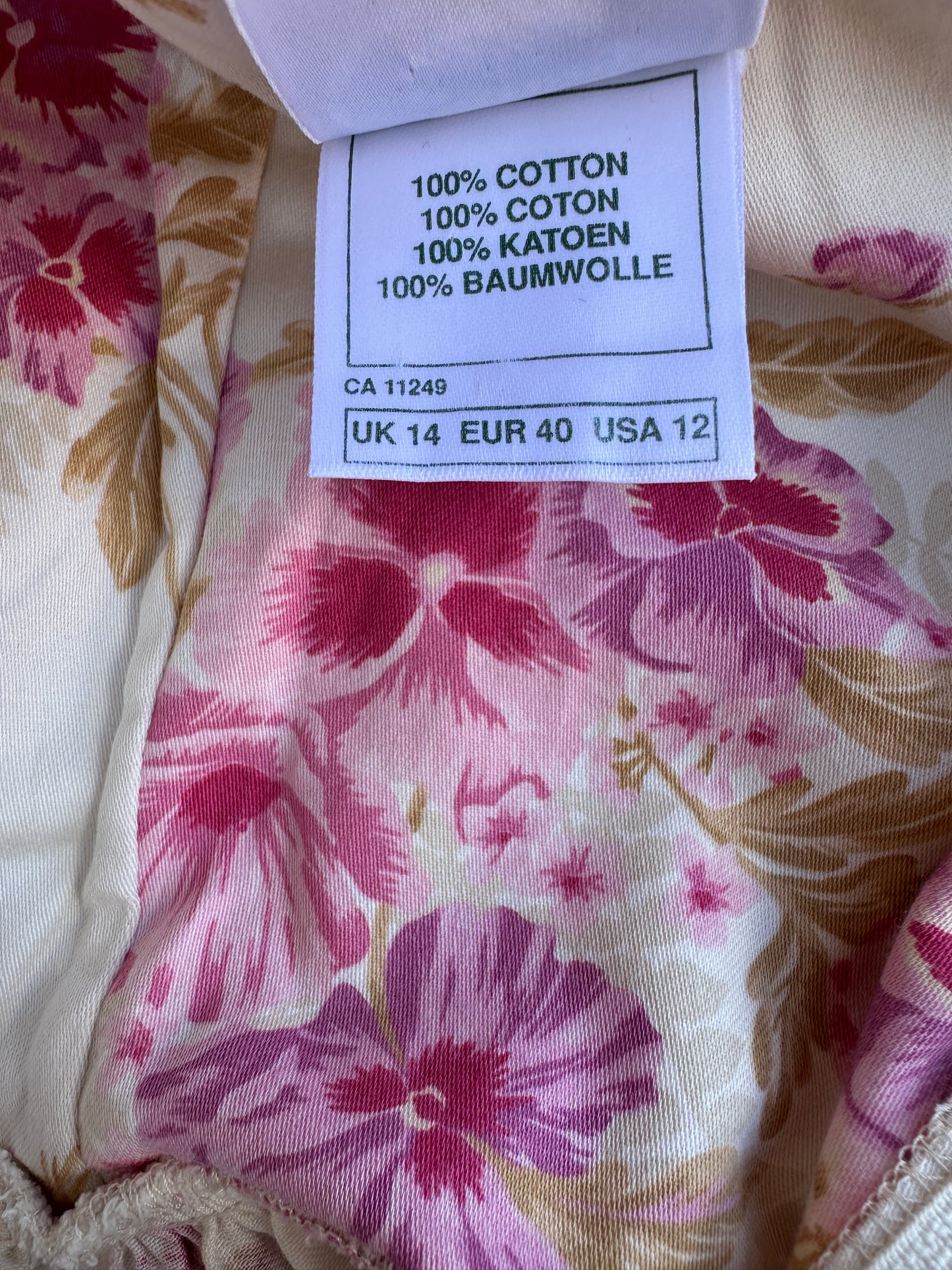 Robe d'été Laura Ashley vintage en coton à imprimé floral romantique rose crème