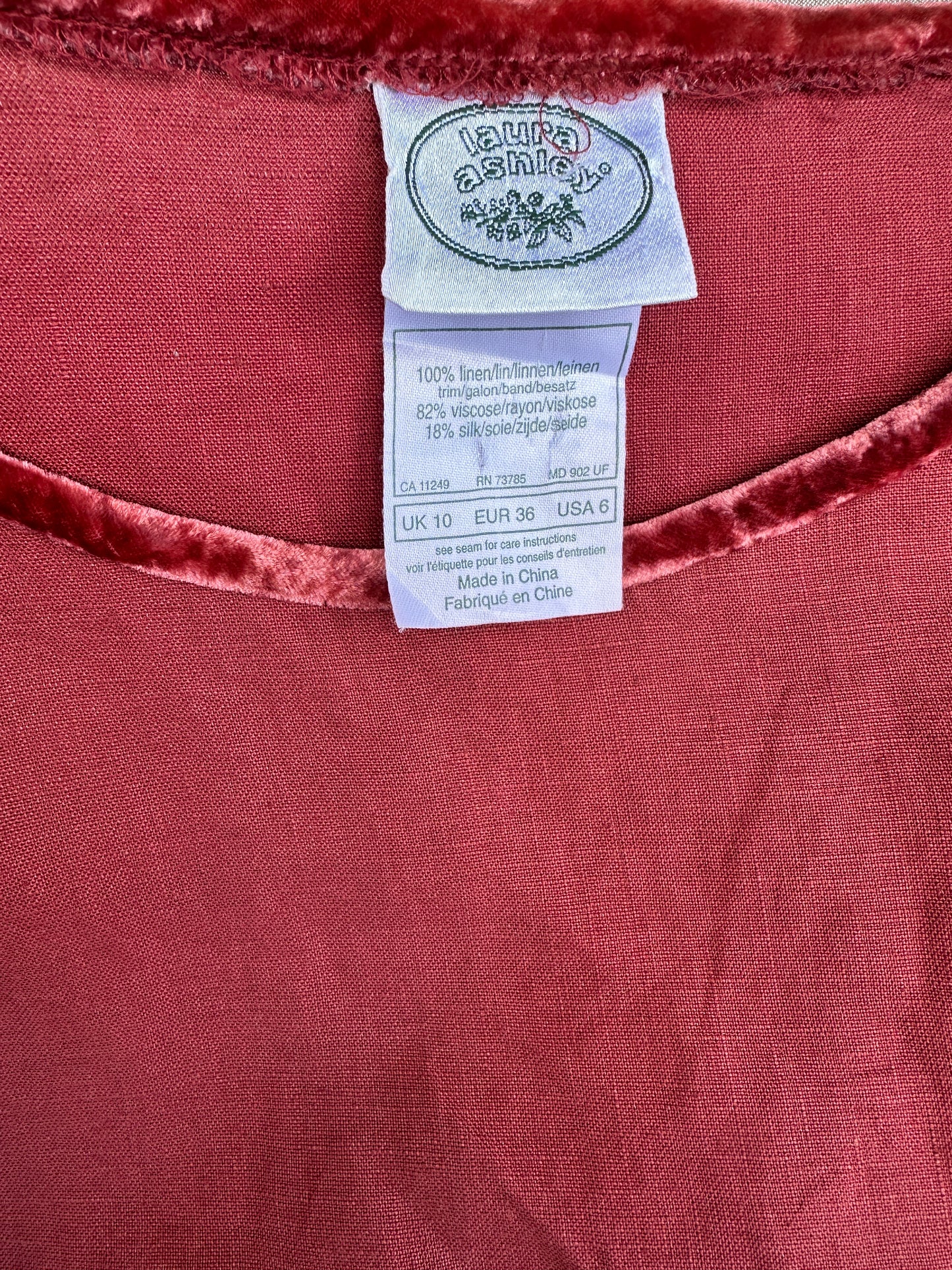 Robe d'été en lin terracota Laura Ashley vintage