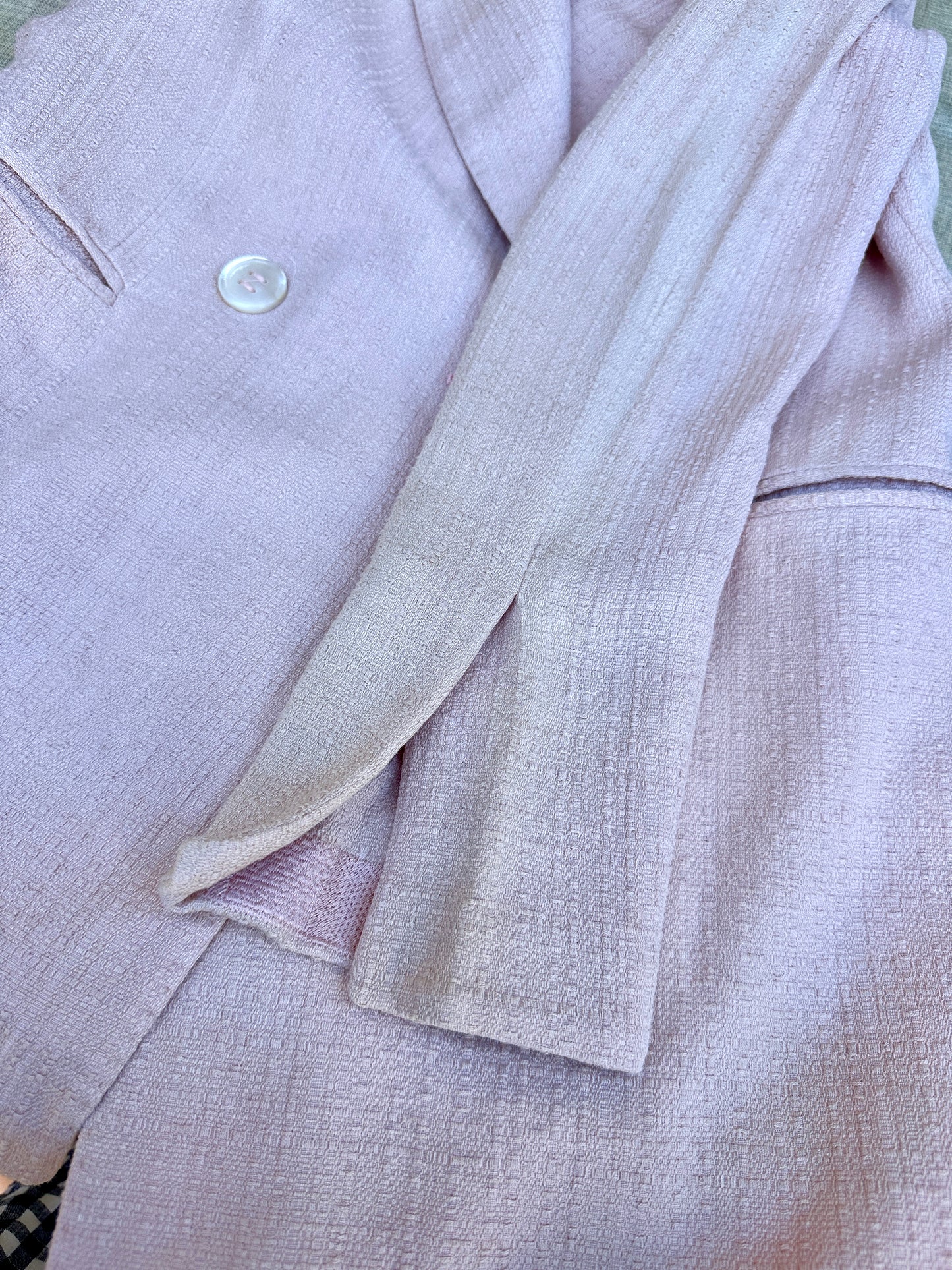 Ensemble tailleur en soie sauvage rose poudré Gianfranco Ferré neuf