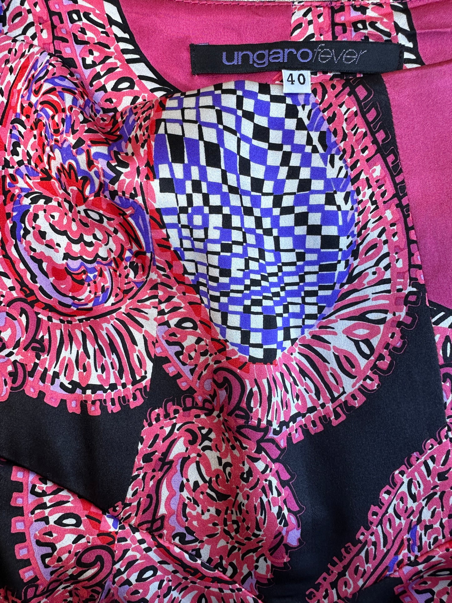 Ensemble blouse et jupe en soie fuchsia Ungaro Fever