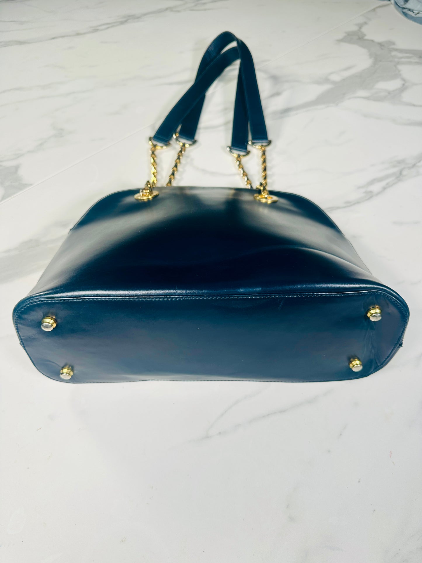 Sac authentique Celine Paris en cuir bleu profond