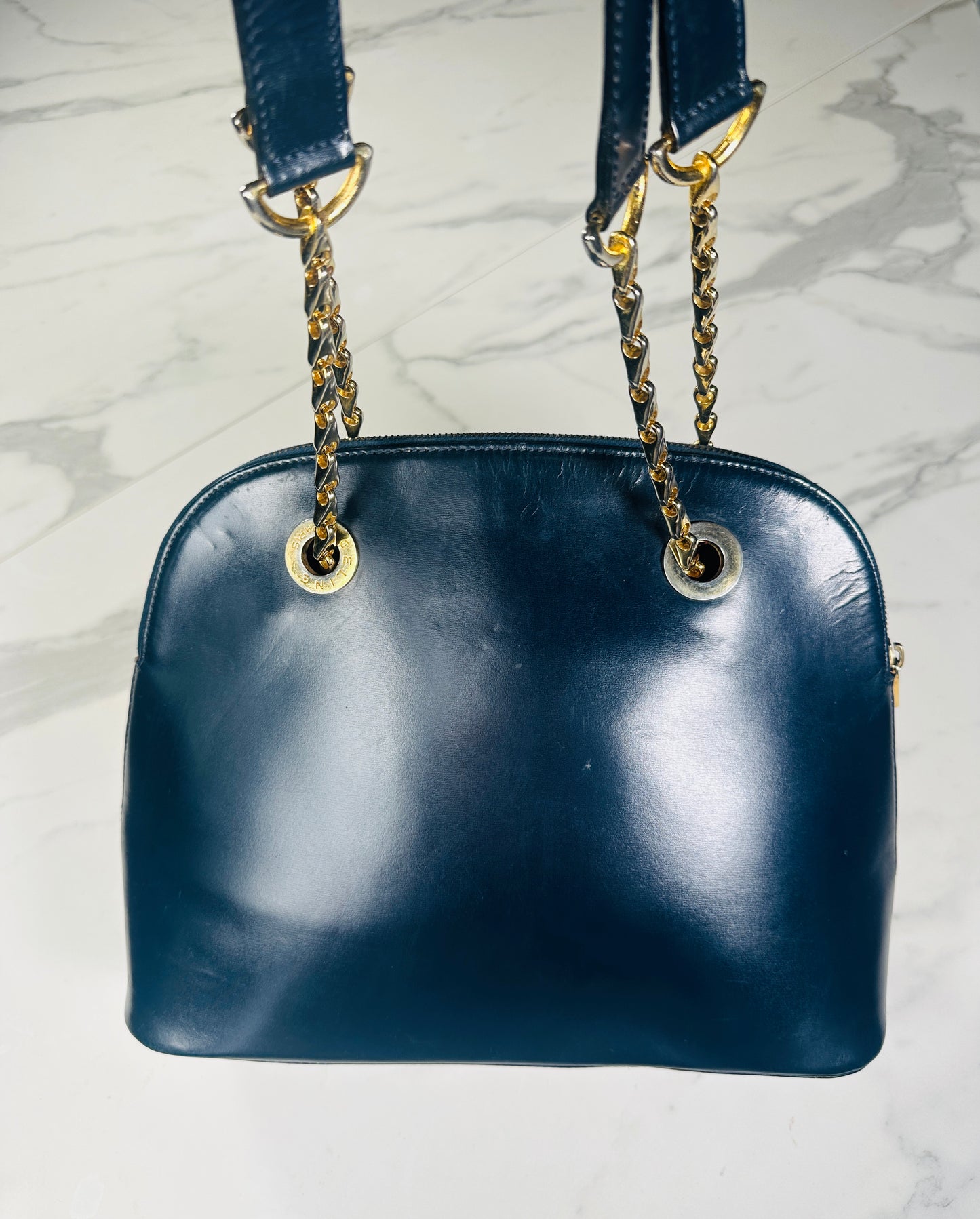 Sac authentique Celine Paris en cuir bleu profond