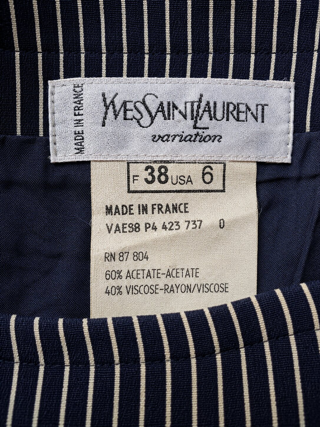 Jupe Crayon Midi Vintage Authentique Yves Saint Laurent à Fines Rayures