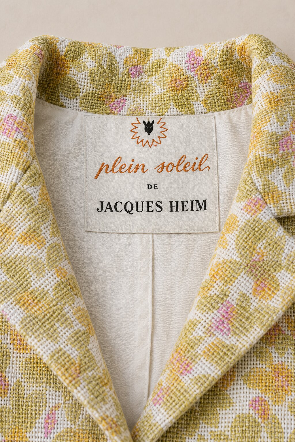 Authentic vintage Plein Soleil blazer by Jacques Heim in textured printed cotton