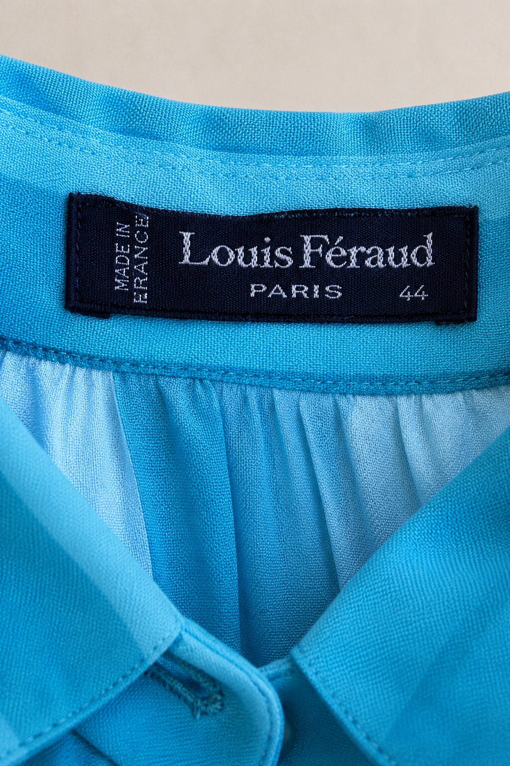 Summer silk dress azure Louis Féraud Paris vintage