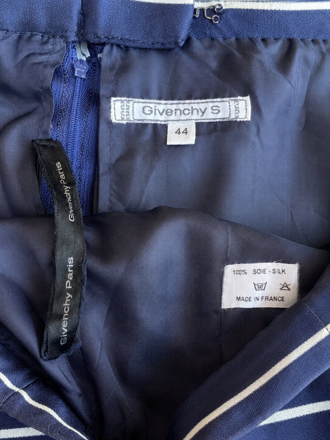Jupe Midi en Soie Rayée Vintage Givenchy Nouvelle Boutique Authentique