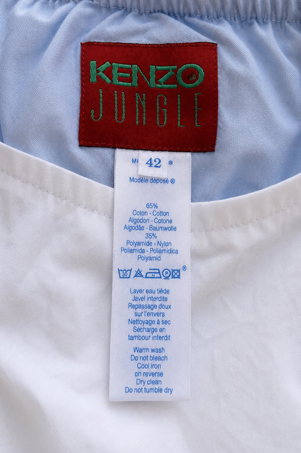 Vintage Kenzo Jungle White Balloon Long Skirt
