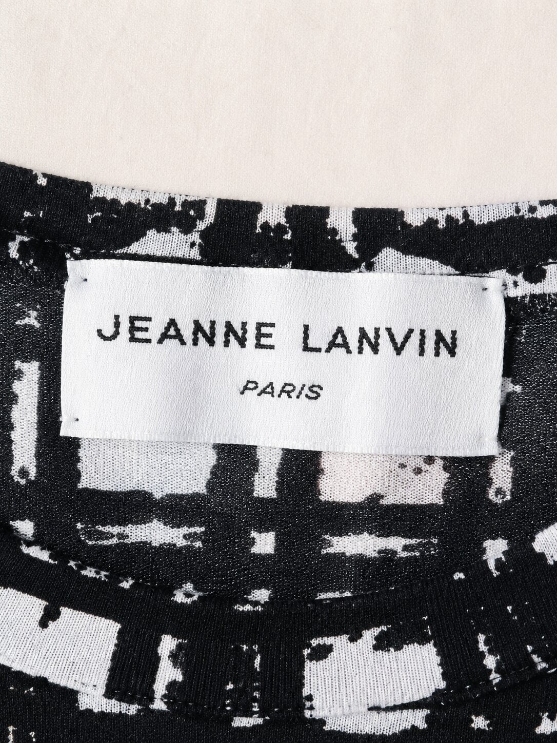Authentic Jeanne Lanvin Paris black and white stretch silk top vintage