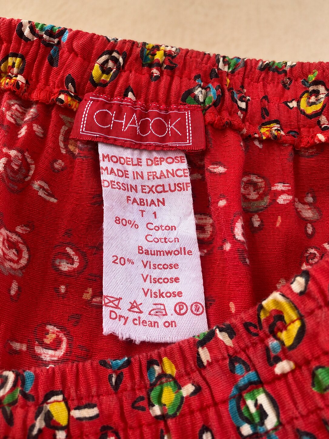 Authentic Red Patchwork Long Skirt Chacok Paris Vintage