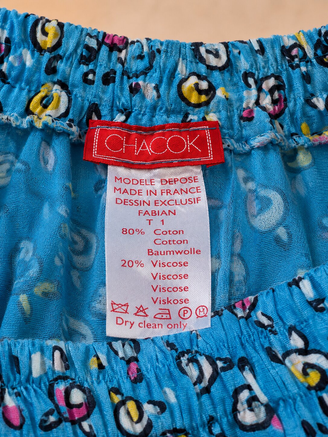 Authentic Blue Patchwork Long Skirt Chacok Paris Vintage
