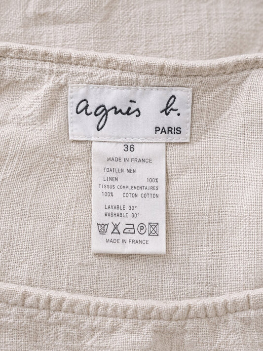 Ecru linen wrap skirt Agnès b. Paris vintage