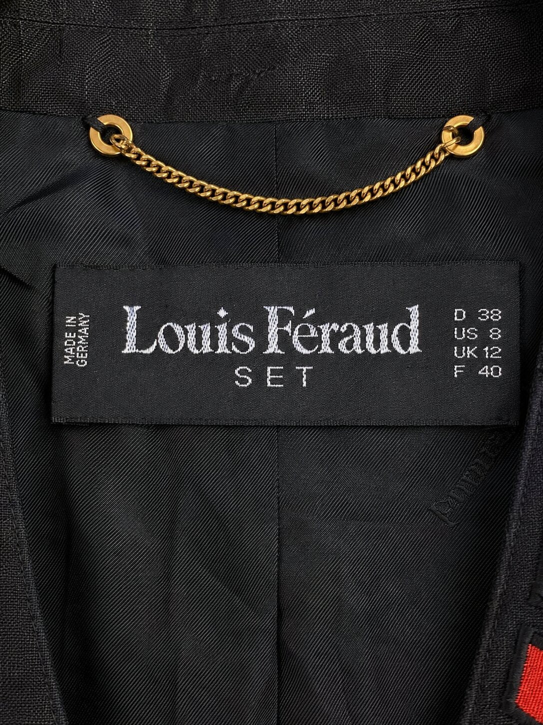 Vintage Louis Féraud long black linen blazer set