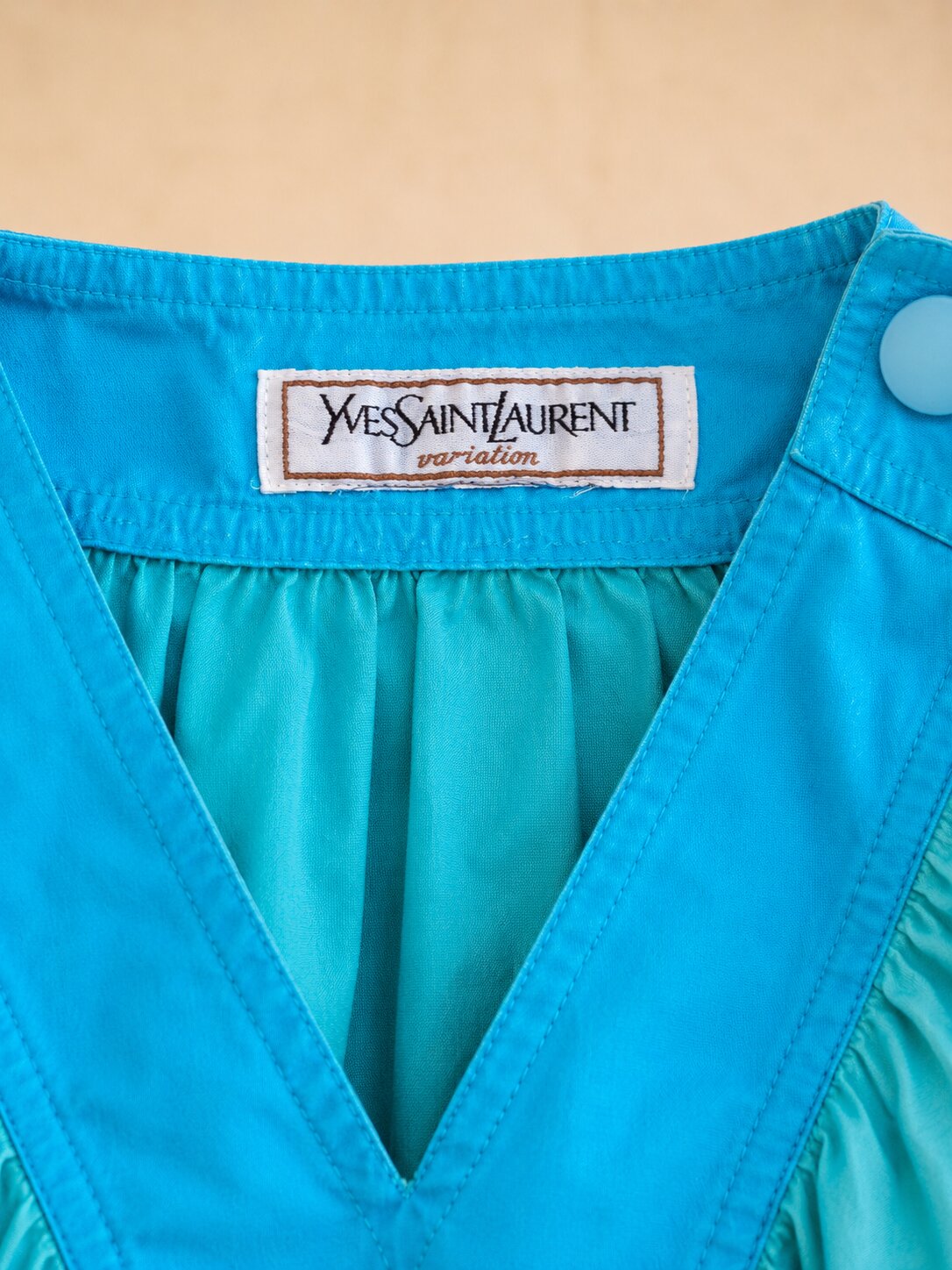 Authentic vintage Yves Saint Laurent turquoise cotton dress