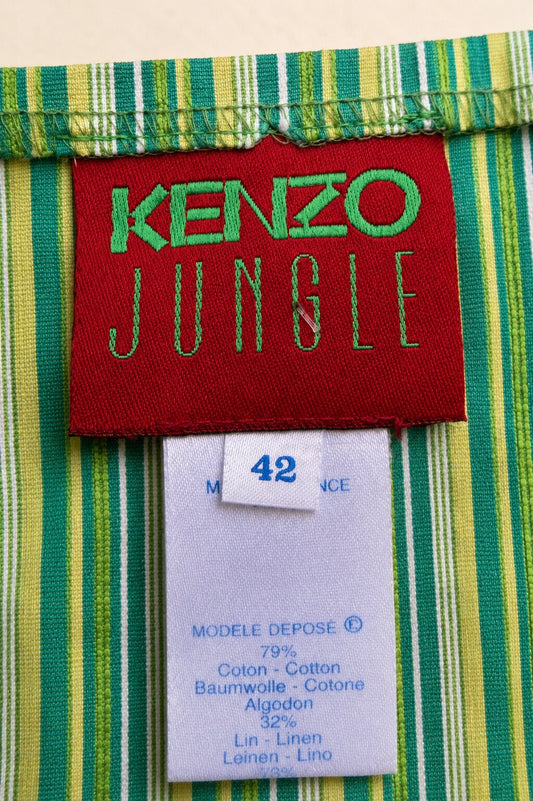 Kenzo Jungle striped wrap skirt in cotton and linen green