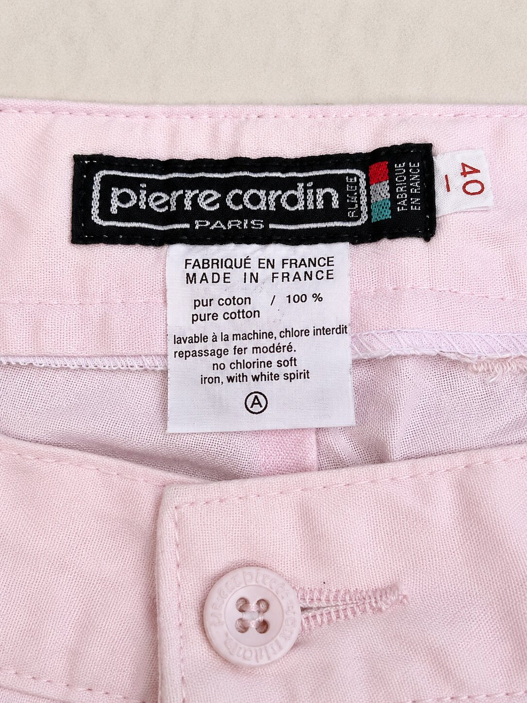 Pantalon en coton rose poudré Pierre Cardin – Neuf avec étiquette - Vintage