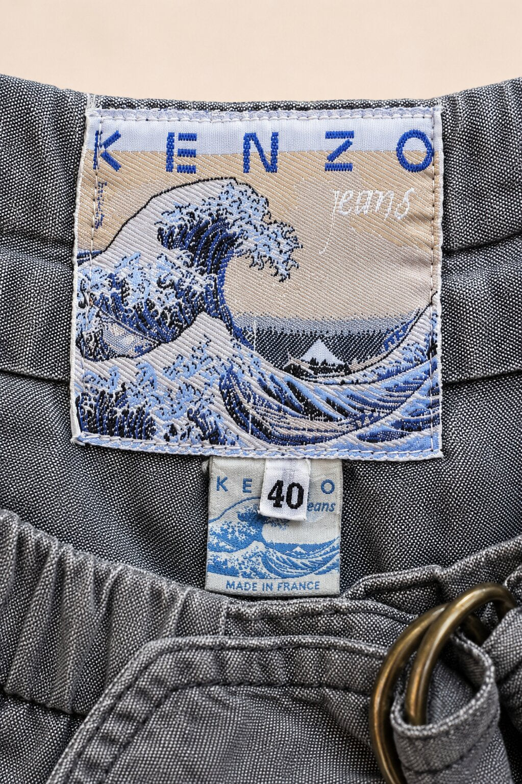 Jupe en Jean Vintage Authentique Kenzo en Denim Gris Clair