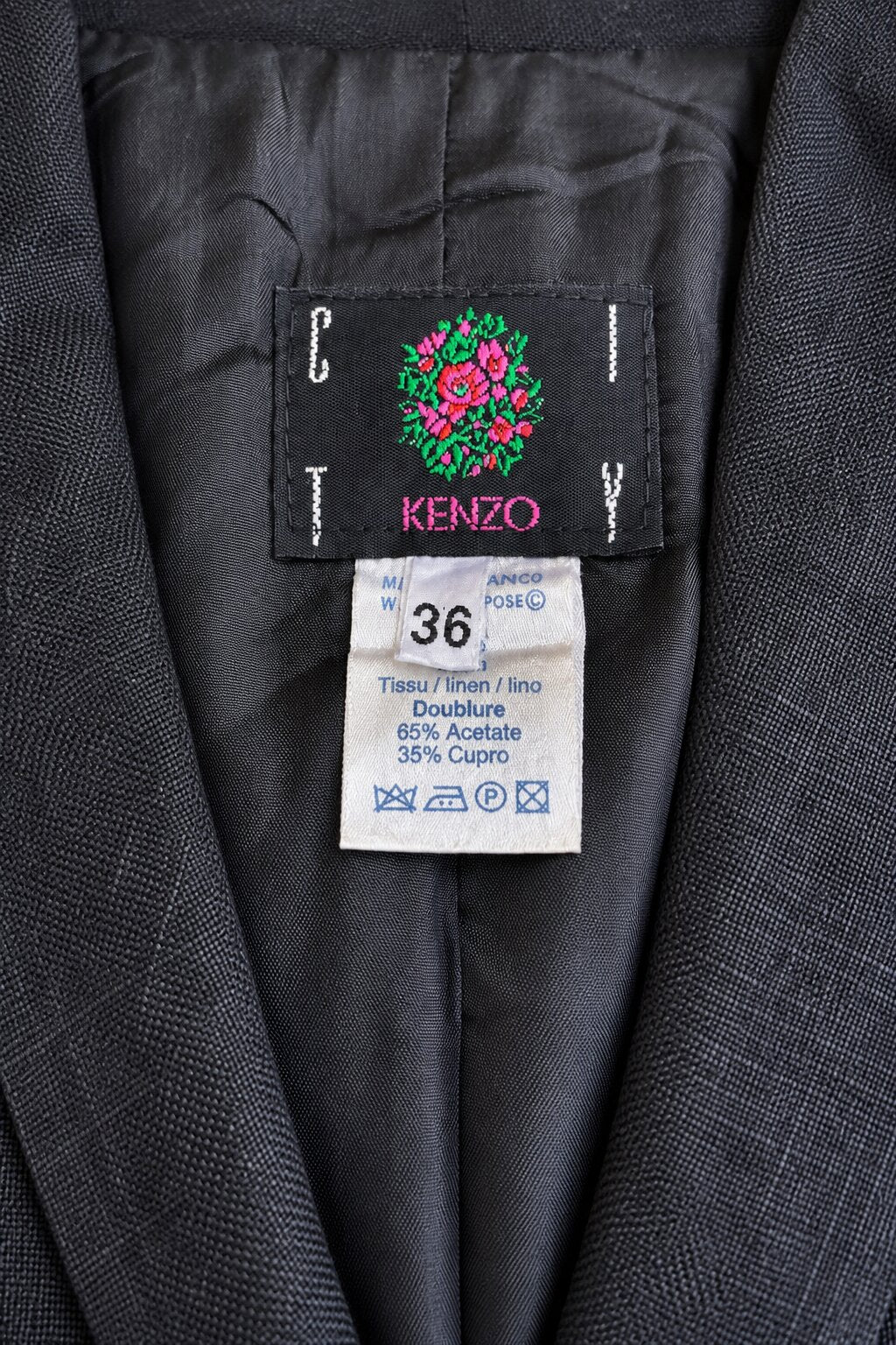 Blazer en lin noir Kenzo City Paris Vintage