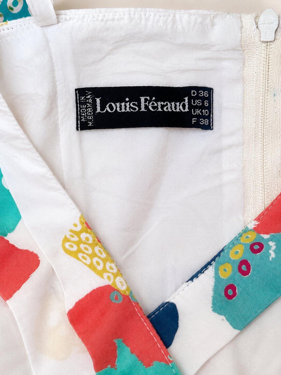 Authentic vintage printed cotton summer dress Louis Féraud