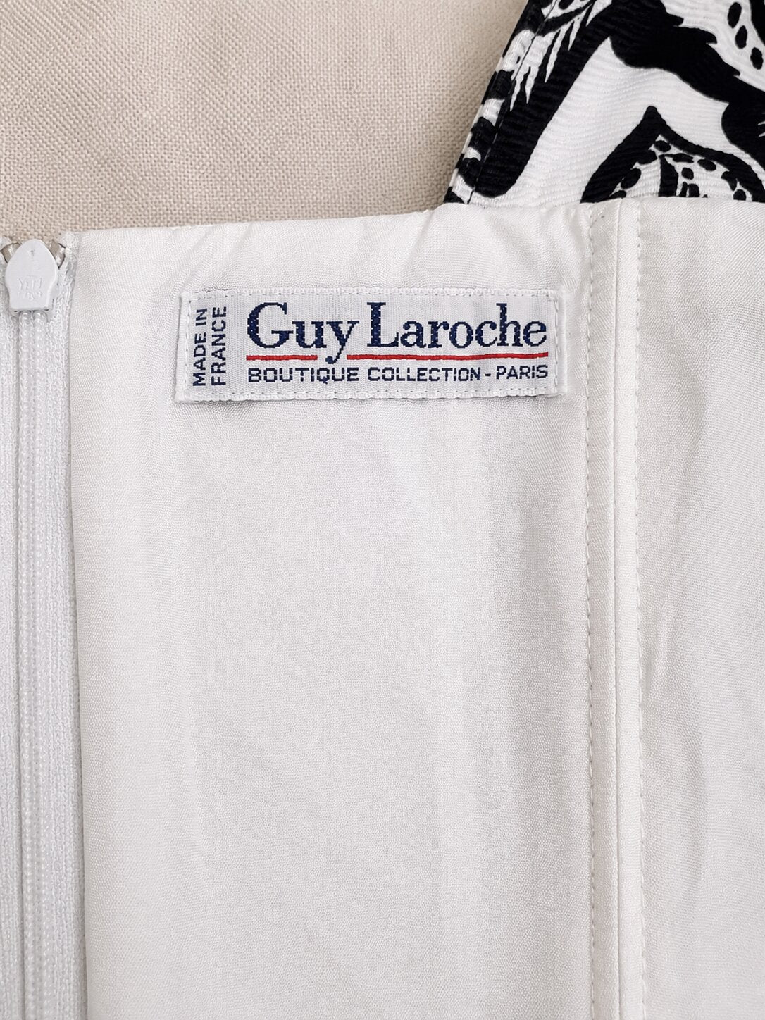Authentic Guy Laroche Dress in Black and White Floral Printed Cotton