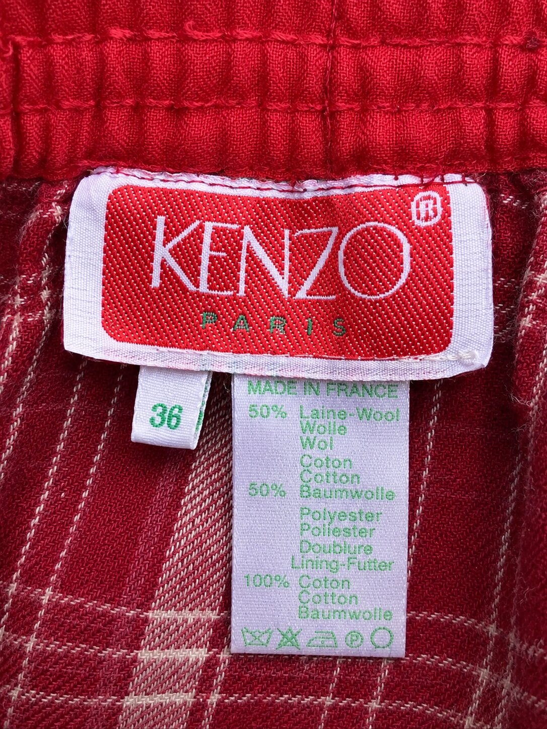 Jupe Vintage Authentique Kenzo Paris à Carreaux Rouge