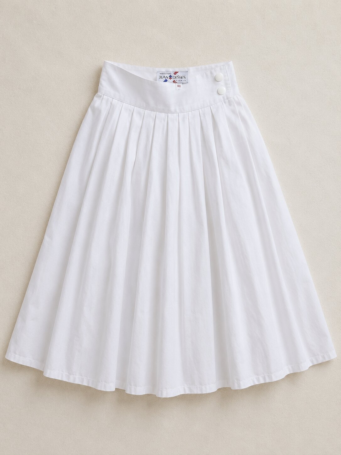 White Flared Midi Skirt Jean Dessès Paris Vintage