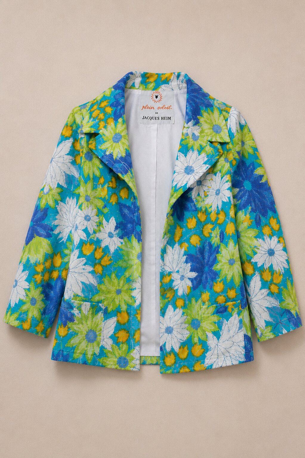 Veste vintage authentique Plein Soleil par Jacques Heim en coton imprimé floral