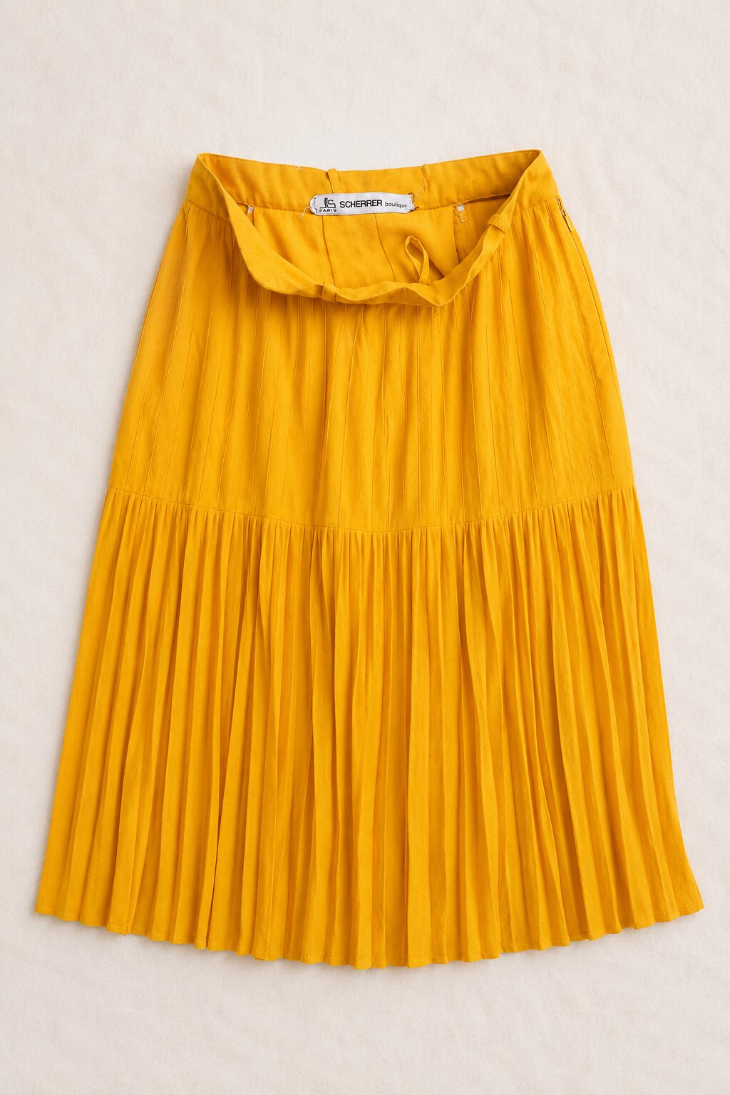 Jupe plissée vintage Jean-Louis Scherrer Boutique Paris jaune soleil