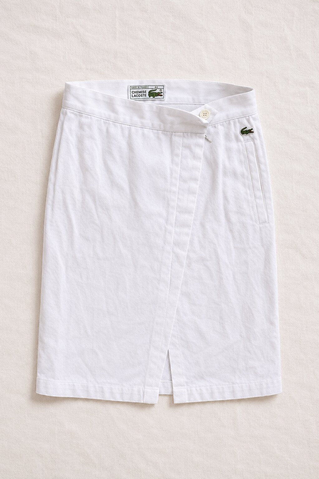 Authentic vintage white cotton wrap skirt Lacoste