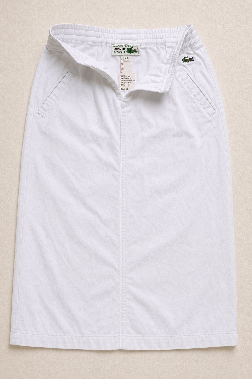 Authentic Vintage White Denim Midi Skirt by Lacoste