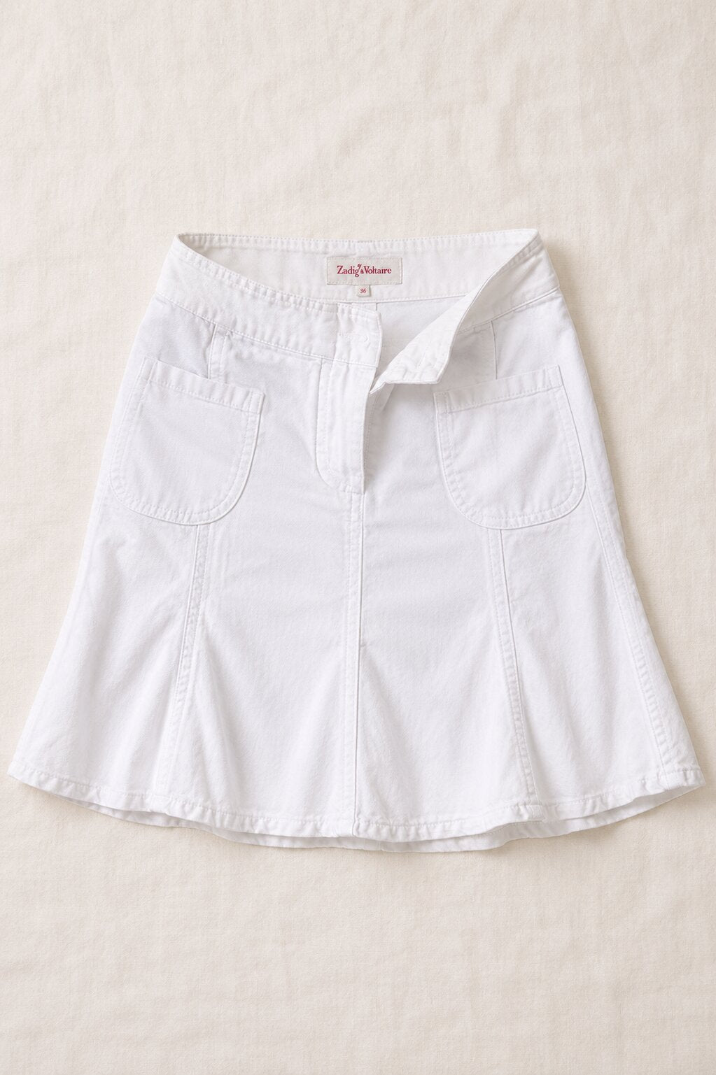 Jupe Mini Trapèze en Denim Blanc Zadig & Voltaire