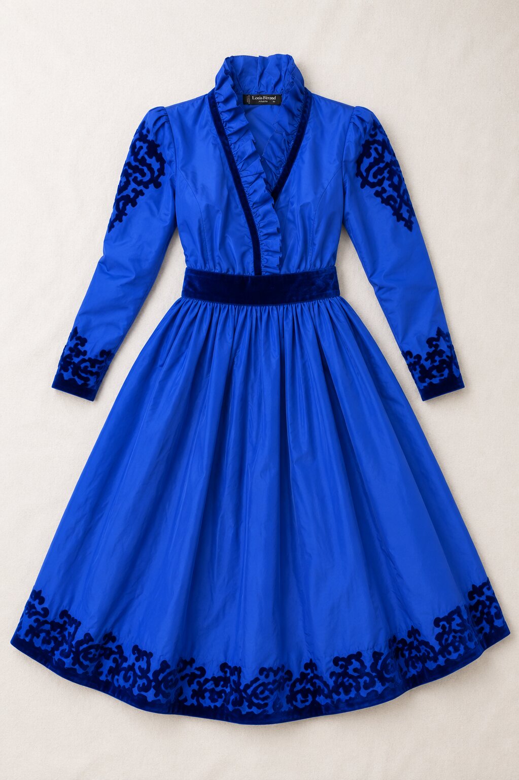 Vintage electric blue evening dress Louis Féraud Paris