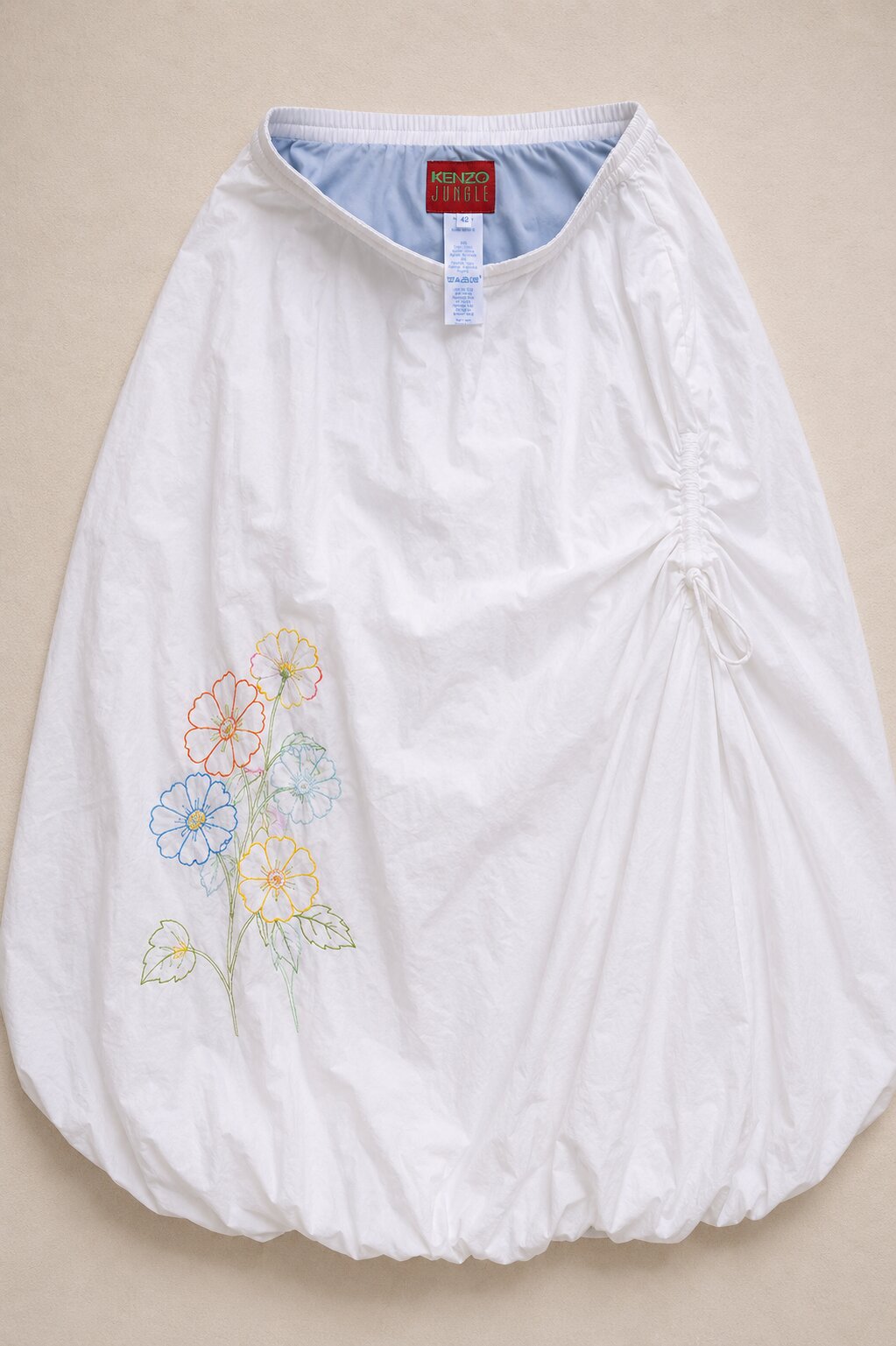 Vintage Kenzo Jungle White Balloon Long Skirt