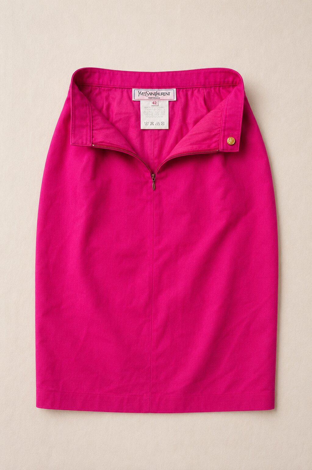 Jupe Crayon Fuchsia Vintage Authentique Yves Saint Laurent