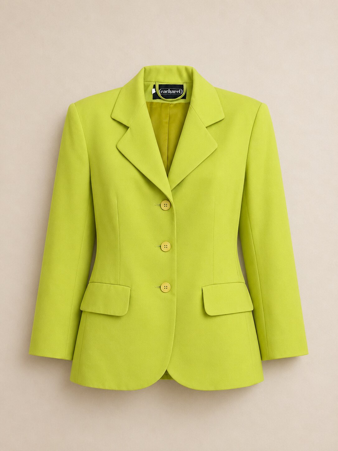 Authentic long Cacharel neon green vintage blazer
