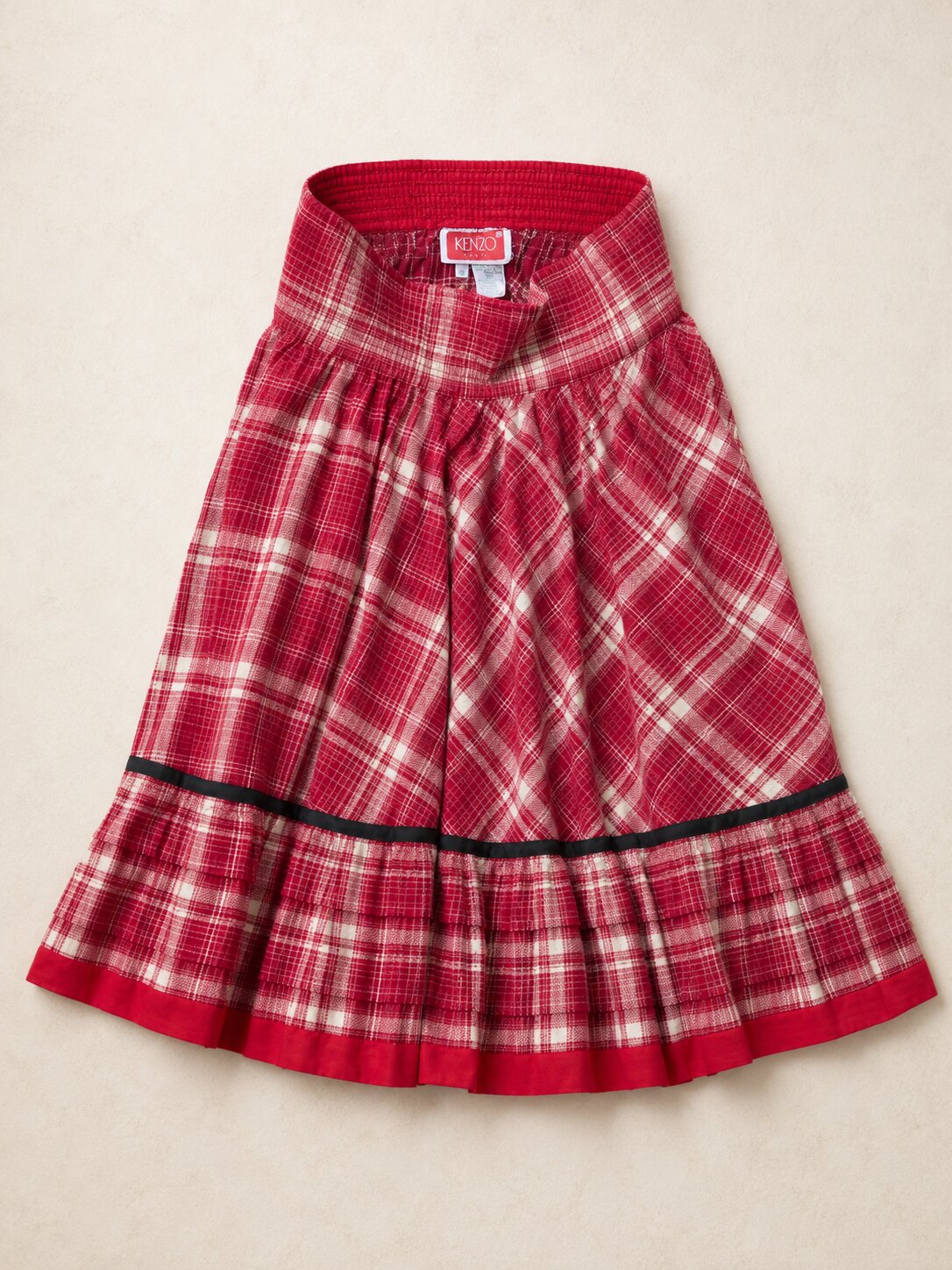 Jupe Vintage Authentique Kenzo Paris à Carreaux Rouge