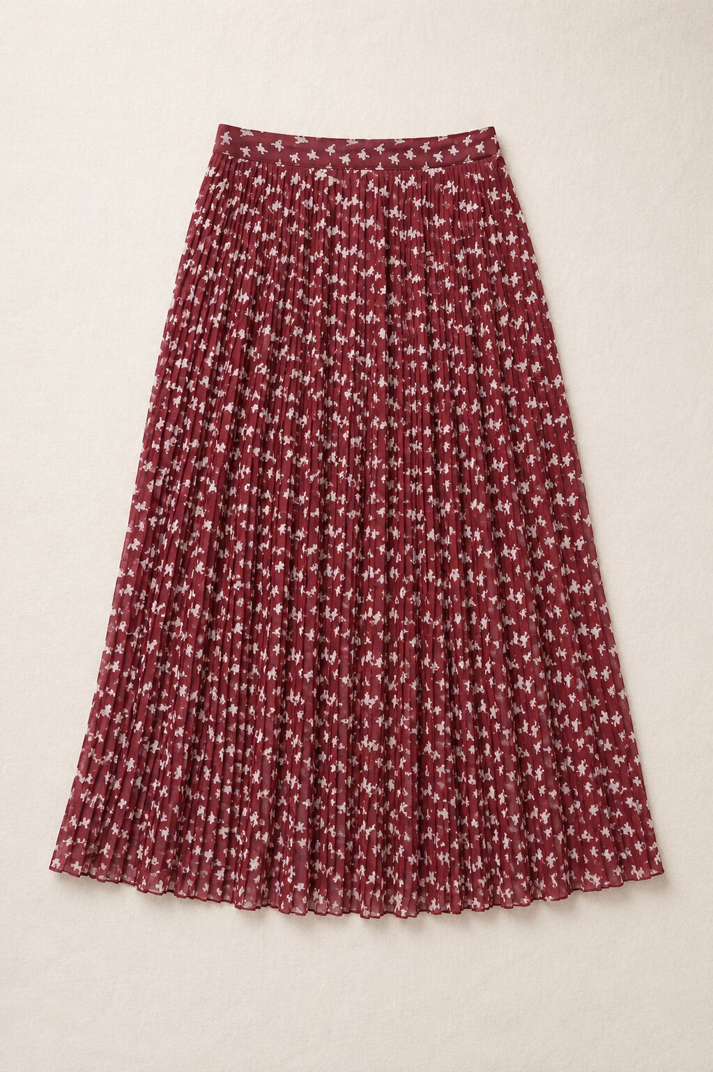 Jupe Midi Plissée Imprimée Bordeaux Vintage Lolita Lempicka Paris