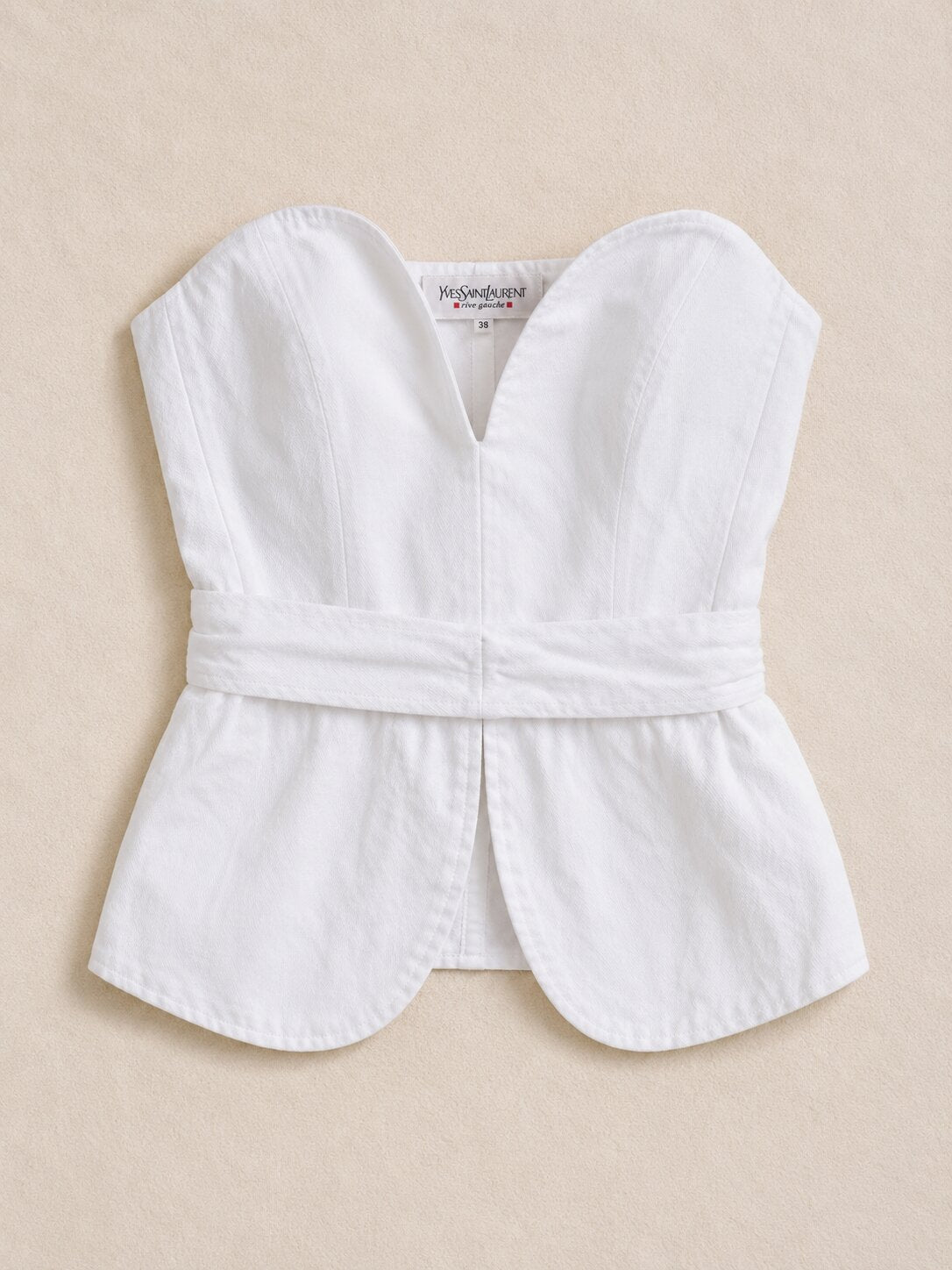 Bustier Authentique Yves Saint Laurent Rive Gauche Vintage en Coton Blanc