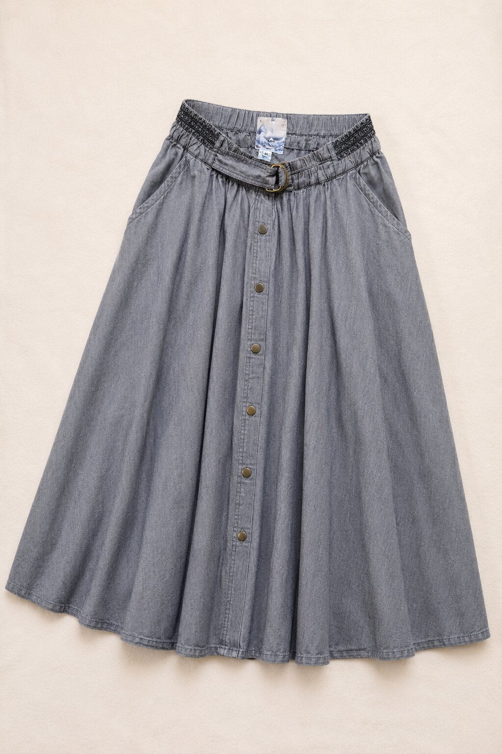 Jupe en Jean Vintage Authentique Kenzo en Denim Gris Clair