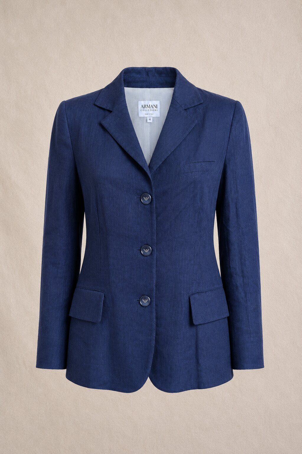 Authentic New Blue Linen Blazer Armani Collezioni