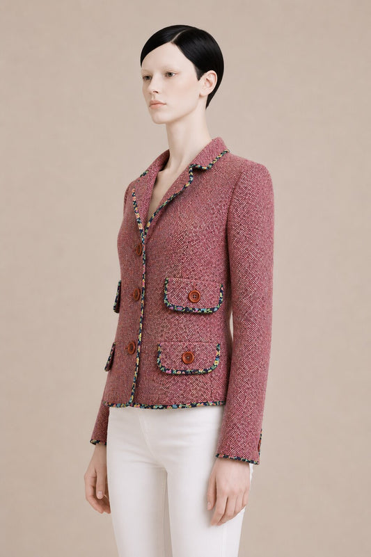 Authentic Cacharel blazer in pink houndstooth virgin wool vintage