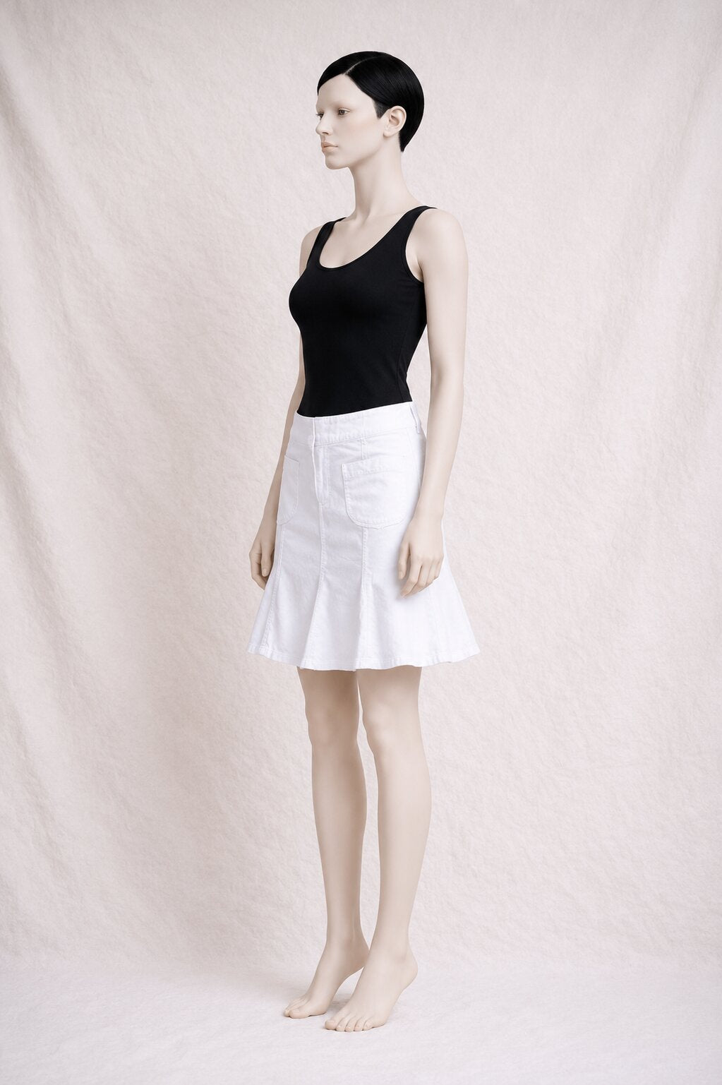 Jupe Mini Trapèze en Denim Blanc Zadig & Voltaire