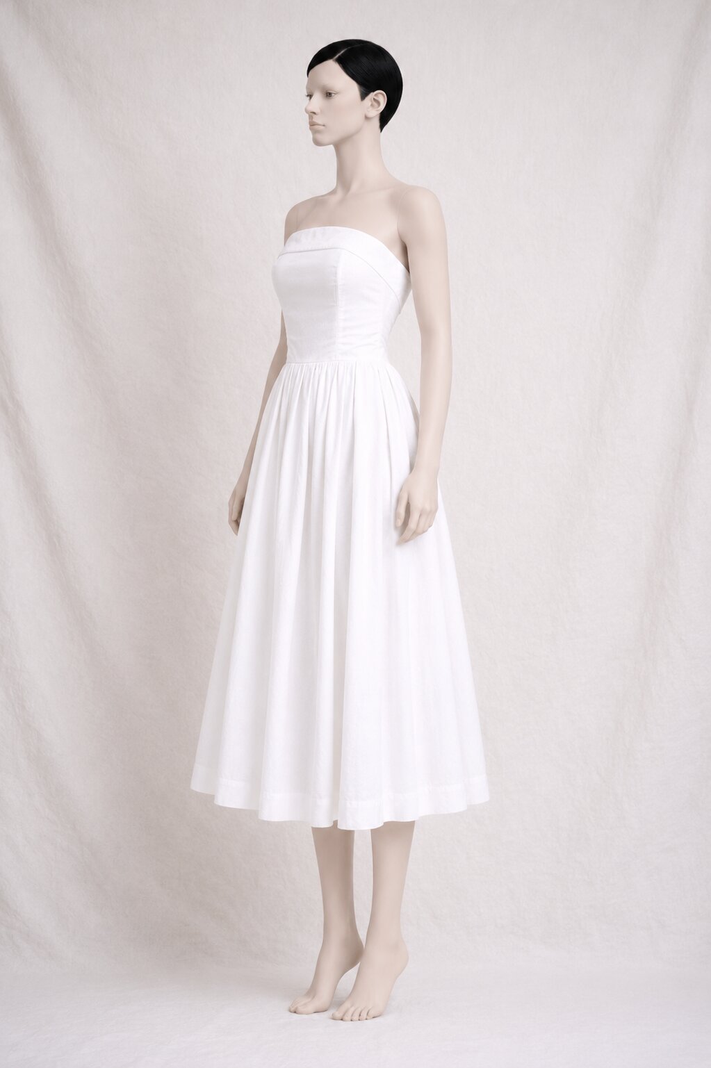 Vintage Strapless White Cotton Dress Laura Ashley