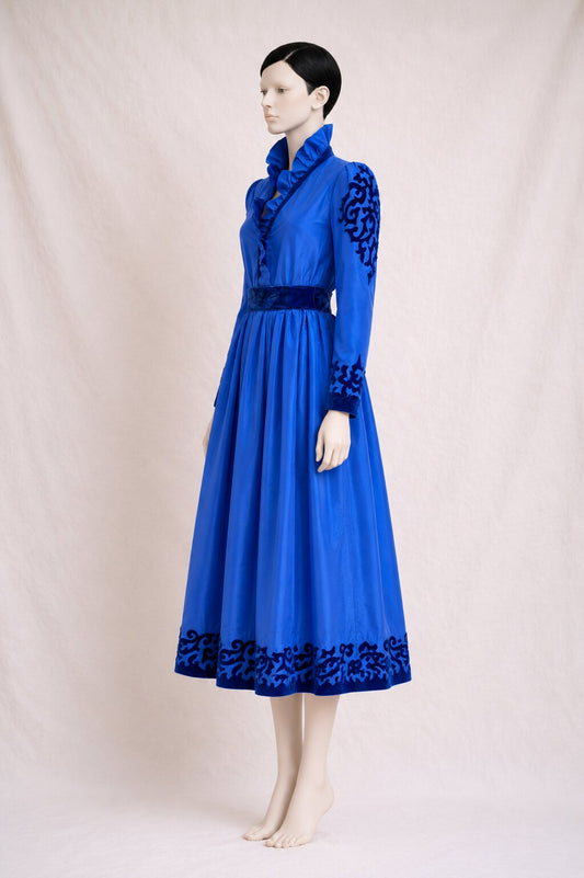 Vintage electric blue evening dress Louis Féraud Paris