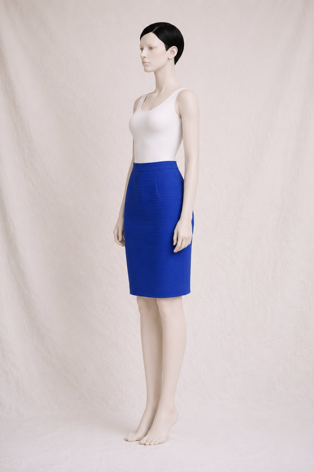 Yves Saint Laurent Vintage Textured Electric Blue Pencil Skirt Authentic