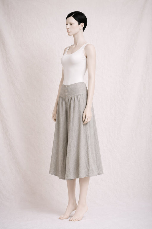 Authentic Vintage Midi Culottes Cerruti 1881 in Lightweight Cotton and Linen