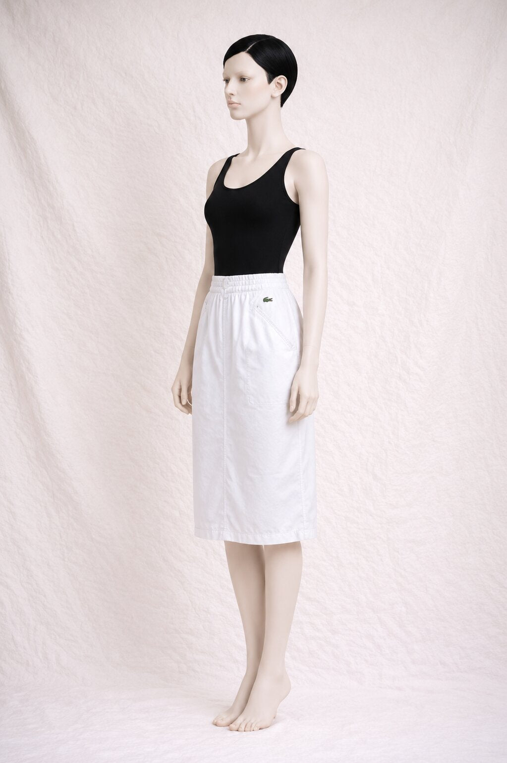Authentic Vintage White Denim Midi Skirt by Lacoste