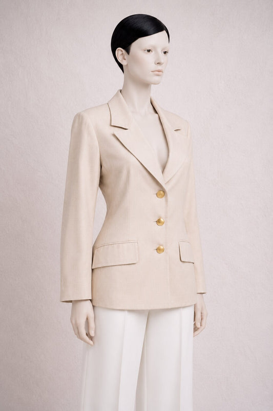Authentique blazer en laine beige Yves Saint Laurent vintage