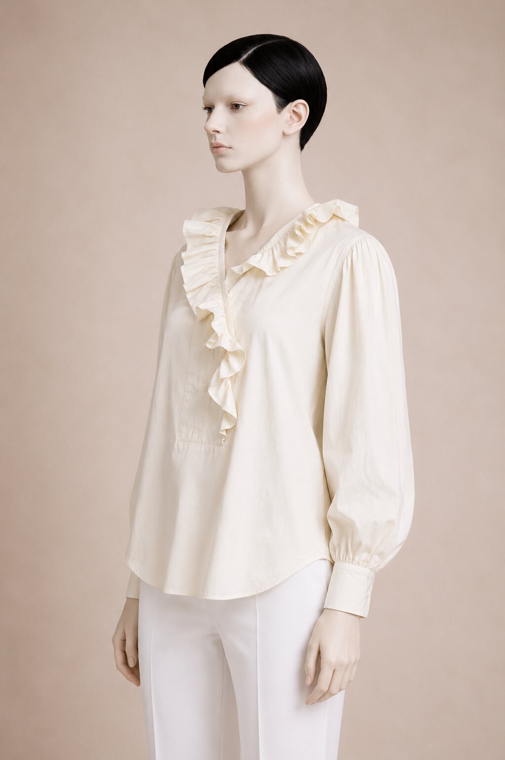 Vintage ruffled blouse Kenzo Paris authentic in ecru cotton