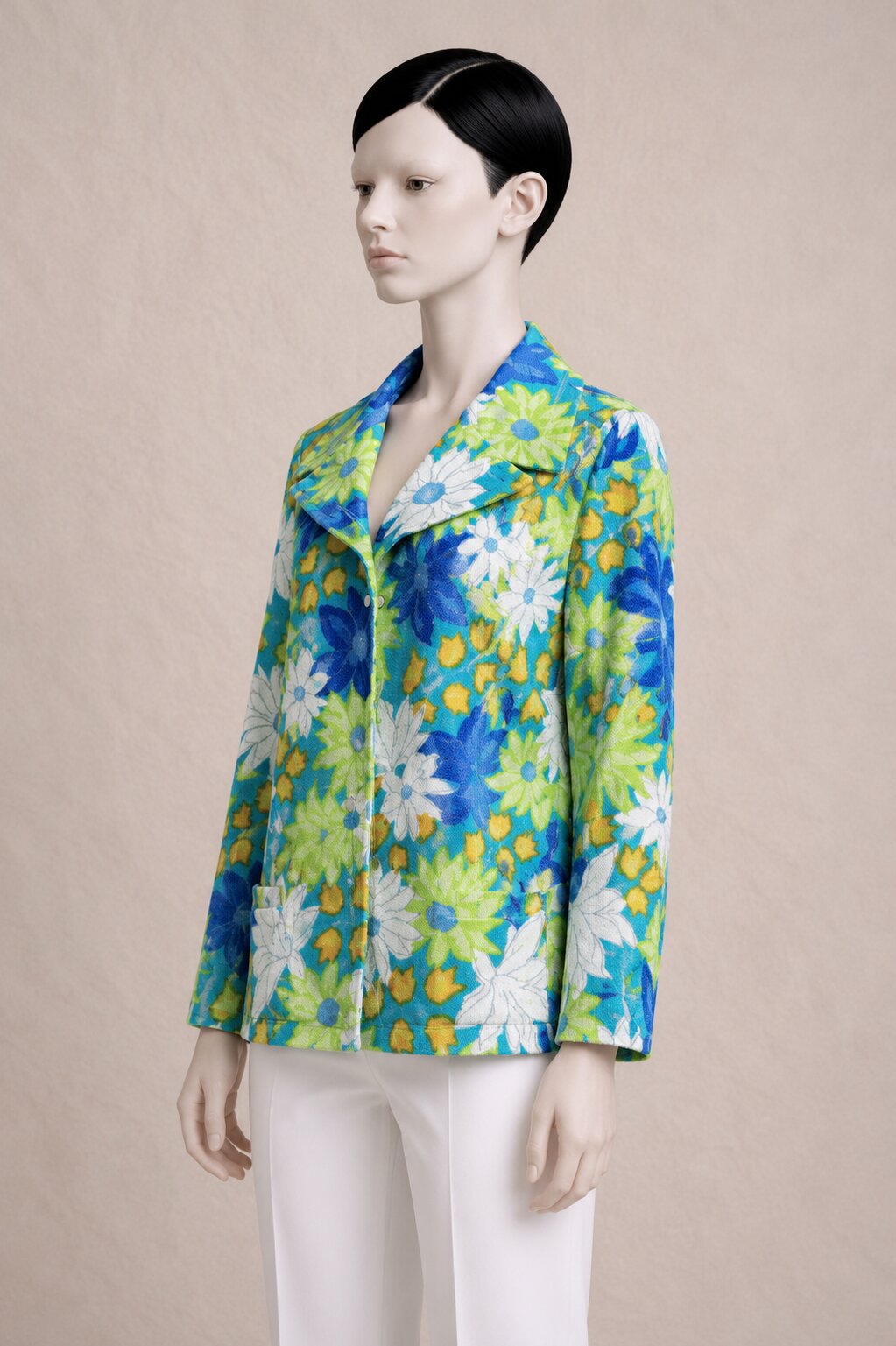 Veste vintage authentique Plein Soleil par Jacques Heim en coton imprimé floral